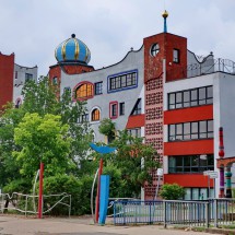 Luther Melanchthon Gymnasiom in Wittenberg which is the only school the Austrian artist Friedensreich Hunderwasser had redeveloped between 1997 and 1999